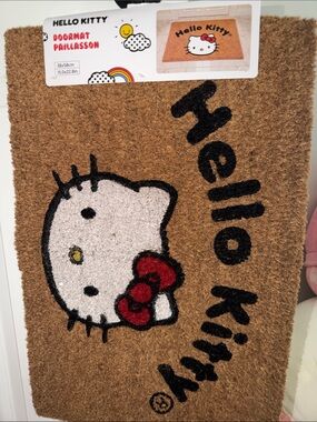 Hello Kitty Brown Coir Doormat with Red Bow
